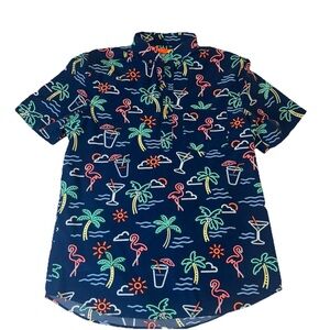 Chubbies Tropical Neon Shirt L Blue Flamingo